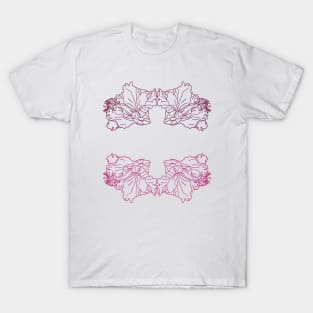 Beautiful pinky flowers line art T-Shirt